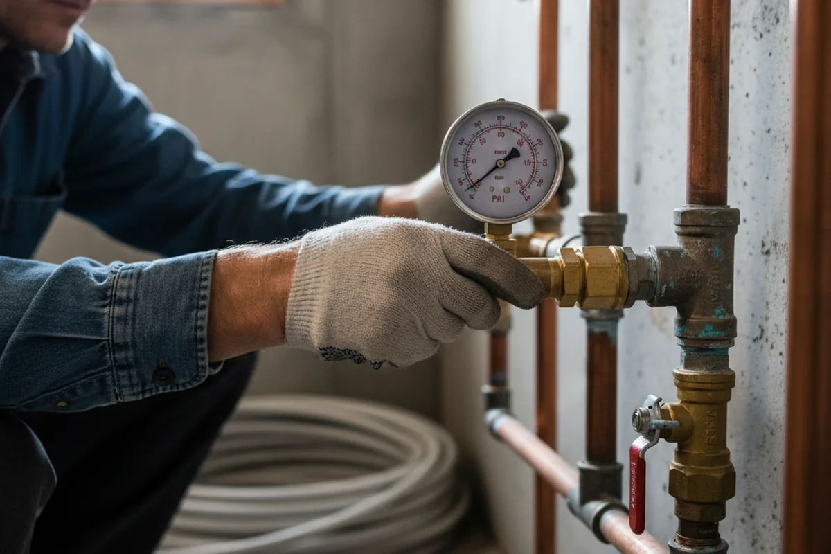 Pressure testing a repaired line during Water Line Repair in United